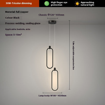 Modern Home Copper Bar Bedside Small Droplight