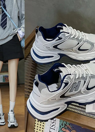 New Spring Women's Sneakers Luxury Designer Fashion Casual Sneakers White Breathable Tennis Shoes Low Top Vulcanized Shoes
