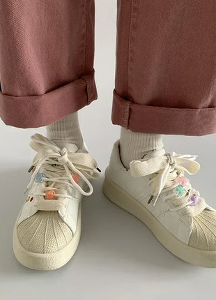 Spring Sports Running White Chunky Sneakers Women Shoes Platform Loafers Lace Up Flats Trend Spring Casual  Vulcanized Shoes