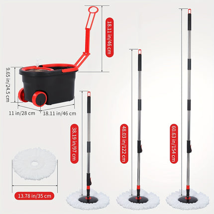 Mop And Bucket And Wringer Set, Bathroom Mop Bucket, 360° Spin Mop