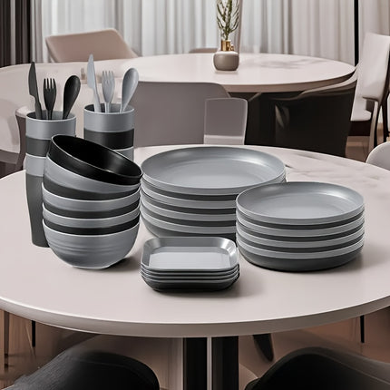 32/64pcs Lightweight PP Plastic Kitchen Set - Sturdy Tableware Suitable for Microwaves And Dishwashers