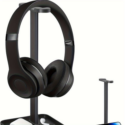 Headphone Stand with Phone Storage Tray - Universal Holder for All Headphones,