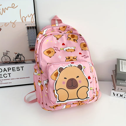 A Cute Capybara Patterned Backpack with Large Capacity, Stylish for School And Travel, a Perfect Double Shoulder Bag.