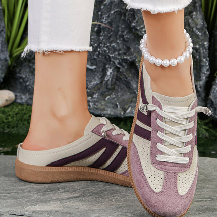 Pink Eyelet PU Leather Patchwork Color Pop Sneakers