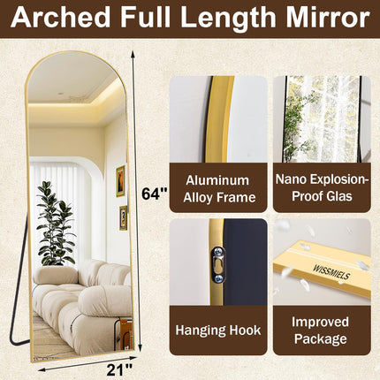 Floor Mirror- Aluminum Alloy Frame Full Body Mirror for Bathroom Living Room Bedroom and Entryway