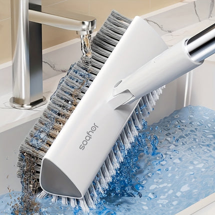 Heavy-Duty Double-Sided Floor Scrub Brush with V-Shaped Triangle Head - Stiff Bristles for Deep Cleaning Corners,