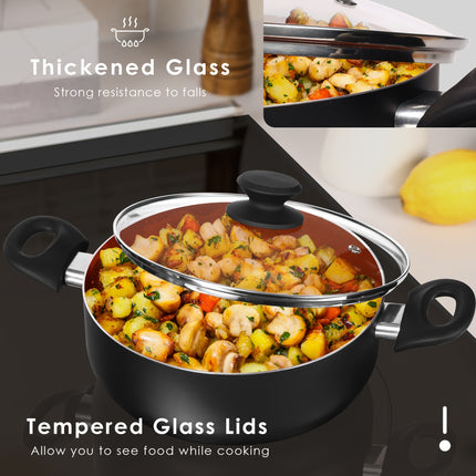 10-Piece Pots And Pans Set Nonstick, Aluminum  Ceramic Cookware Set With Lids, Induction, Oven, Gas,