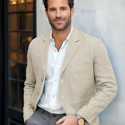 Men's Jacket Casual Cotton And Linen Suit
