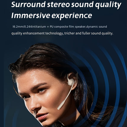 Wireless Open-Ear Headphones | Dual Microphones, ENC Noise Cancelling, =