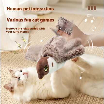 Cross-border Hot Cat Shaking Bird Simulation Bird Cat Toy Self-Hi Relieving Stuffy Electric Sound Sparrow Automatic Funny Cat