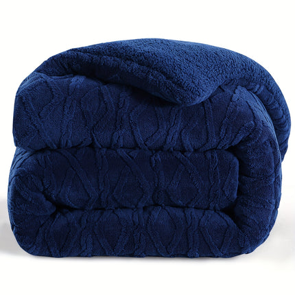 220 X 240 Taffeta Comforter, Double-Sided Rhombus Pattern Winter Blanket, Ultra Soft Fluffy Bedding