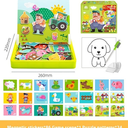 Magnetic Puzzle Children's Puzzle Magnetic Stickers Toys Wooden