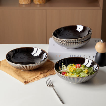 4-Piece Set, Premium Ceramic Dishware, Salad Bowl, Fruit Bowl, Stackable Design, Lightweight Luxury,