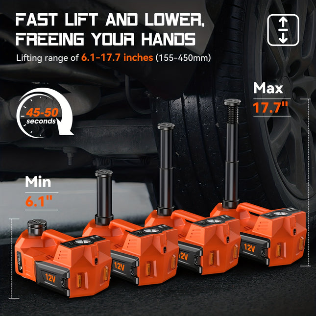 TaskStar Pro Heavy-Duty 12V Hydraulic Jack 2267.96KG with Air Compressor & LED, Emergency Tire Change