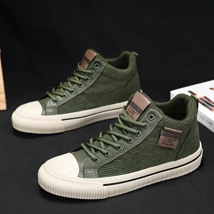 Men's All-Season Thick-Soled Sneakers - Korean Style Mid-Top Chunky Cushioned PVC Sole,