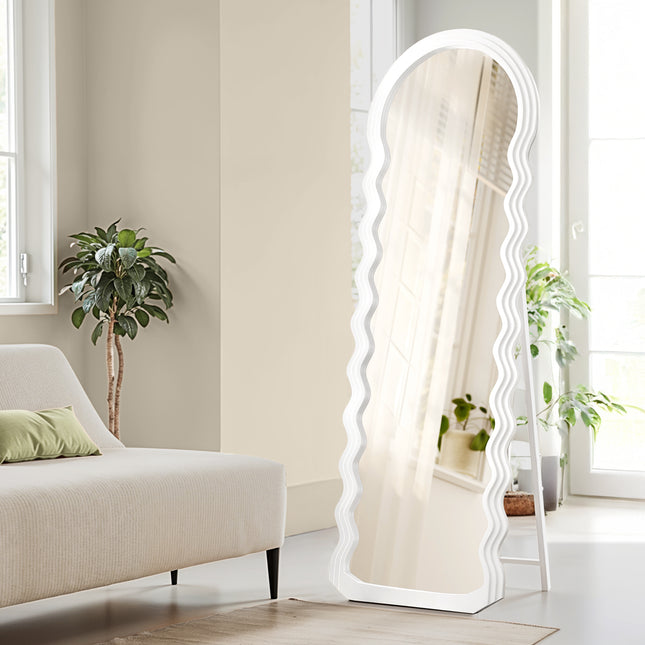 Full-Length Mirror, 160 X 50 Cm, Wavy Irregular Mirror on Stand,Frame with Support, for Bedroom