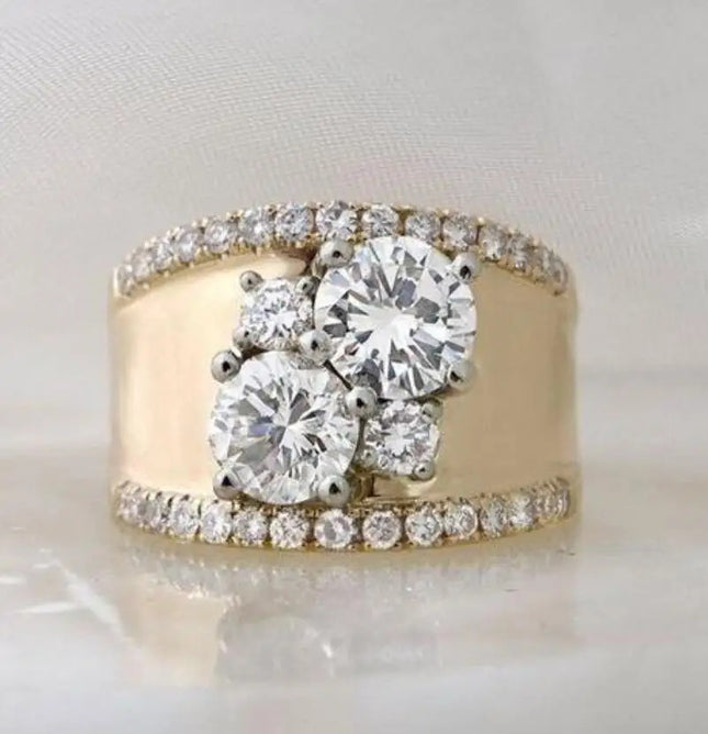 European And American Luxury Round Engagement Ring