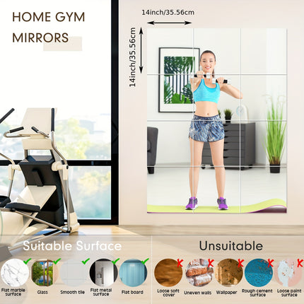 50 Pcs Home Gym Mirrors14'' X 14'' Frameless Acrylic Wall Mirror 2 Mm Thick Mirror