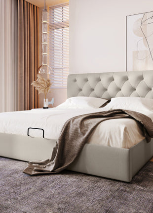 Double Bed With Adjustable Headboard In Linen
