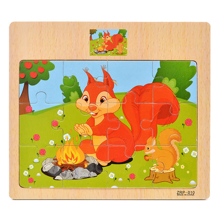 Wooden 12-piece Puzzle Puzzle Infant Children Early Childhood Educational Toys Animal Transportation Wooden Puzzle Toy