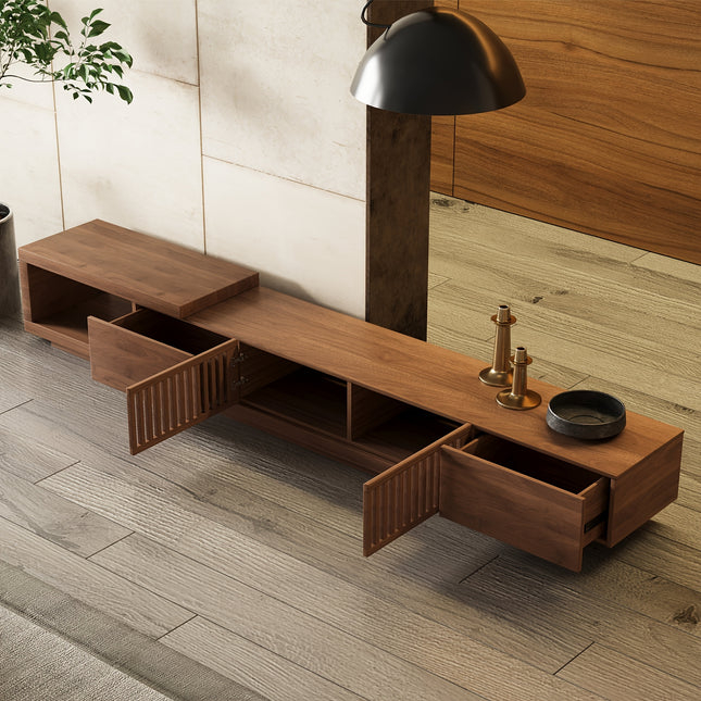 Brown TV Stand for 80-100 Inch TVs - Space-Saving Modern Entertainment Center with 3.2+ Cubic Feet Storage