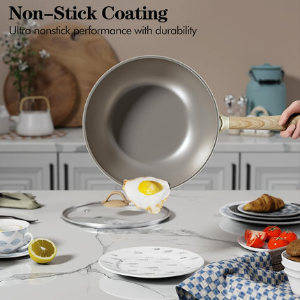 Cookware Sets, Non Stick Induction Cookware Kitchen Cooking Set w/ Frying Pans & Saucepans,