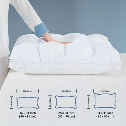 Elegant White Goose Feather Twist Pillow - Soft & Plush, 100% Egyptian Cotton Cover