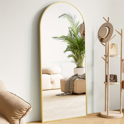 56"x19" 64''x21'' Aluminum Alloy Frame Floor Mirror, Black - Free Standing