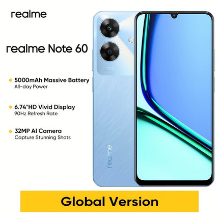 Realme Note 60 Unlocked Cellphone 6GB+128GB Global Version, 4G LTE, Andriod 14 Smartphone