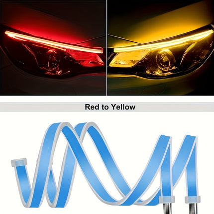 2pcs 60.96 cm LED decorative light strip with flowing light, universal car lights, fashionable start scanning,