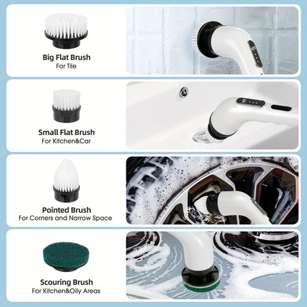 9-in-1 Multifunctional Electric Cleaning Brush Set - Rechargeable Bathroom Brush