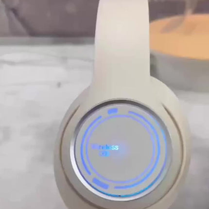 Wireless Over-Ear Headphones with Multi-Color LED Lights - Comfortable, Foldable Design