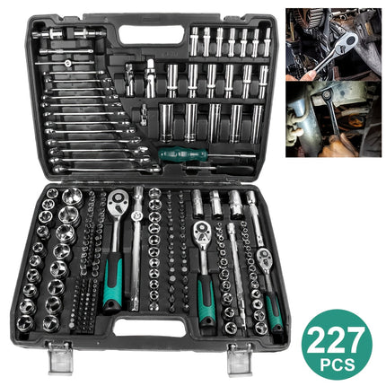 227pcs Ratchet Wrench Set Durable Carbon and Plastic Tool Kit for Car Repair, Home Maintenance,