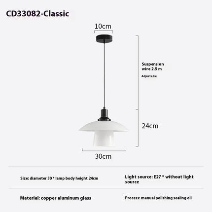 Italian Minimalist Glass Bedside Small Droplight