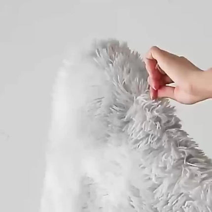 1pc Plush Marbled Brown Area Mat - Soft, Fluffy Polyester Floor Mat for Living Room or Bedroom