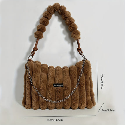 Detachable and Adjustable Strap, Tie-Dye Plush Feel, for Women, Zippered Large Bag