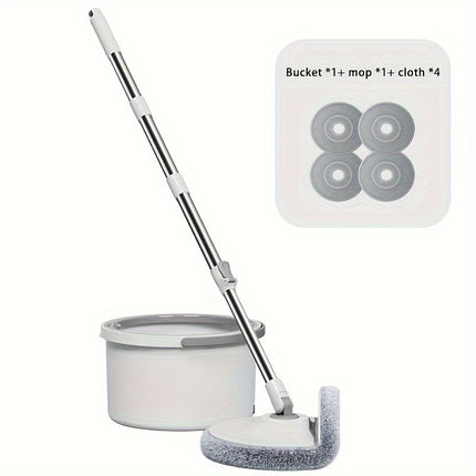 1 Set, Household Spin Mop And Bucket Set, With 4 Mop Cloths, Creative Bendable