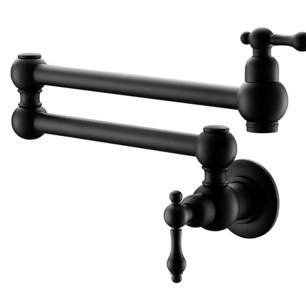 Pot Filler Faucet Wall Mount,with Double Joint Swing Arms Matte Black