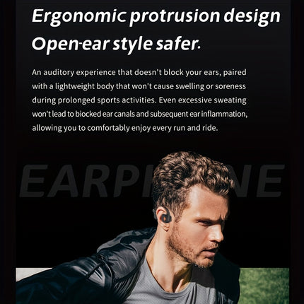 Wireless Open-Ear Headphones | Dual Microphones, ENC Noise Cancelling, =