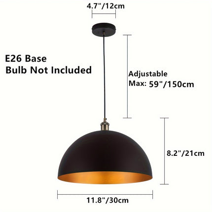 Chandelier - 39.88cm Black & Golden Finish, 199.9cm Cord for Kitchen Island, Bedroom, Hallway, Bar
