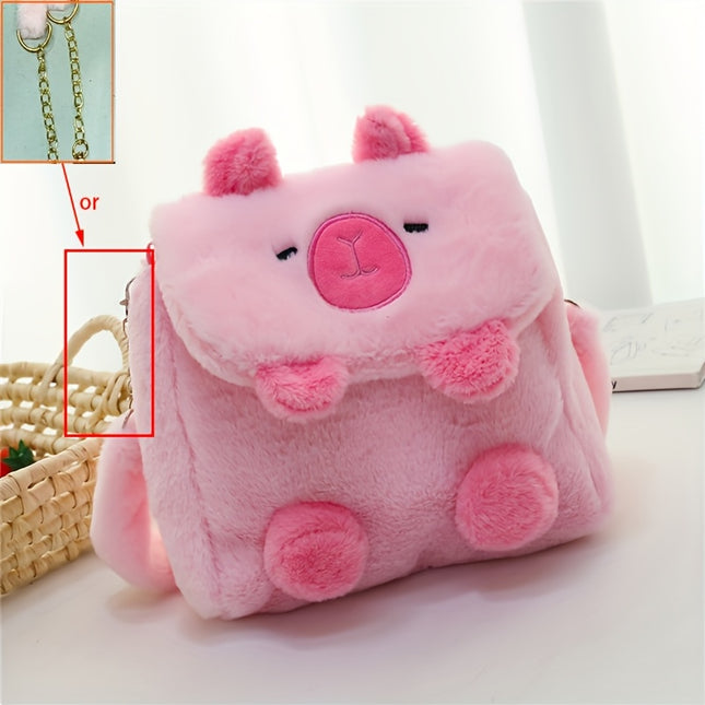Cartoon Capybara Plush Backpack, Cute Bag, High-Quality Versatile Plush Bag