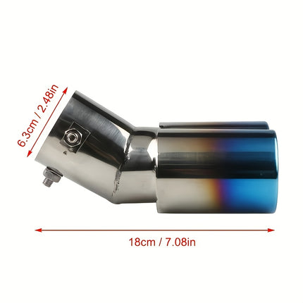 Universal Dual Exhaust Pipe with Blue Tips, Made of Stainless Steel, Designed for