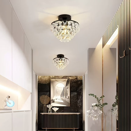 1 Modern E26 Small Crystal Pendant Light Semi-Recessed Ceiling Lamp for Farmhouse