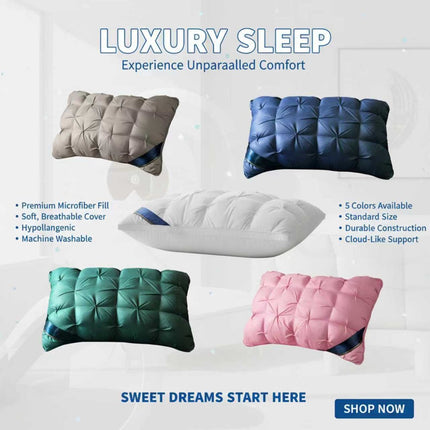 2pcs Fluffy Sleep Pillows | Adult Family Hotel Gift, 100% Polyester Fiber, Moderate Support,