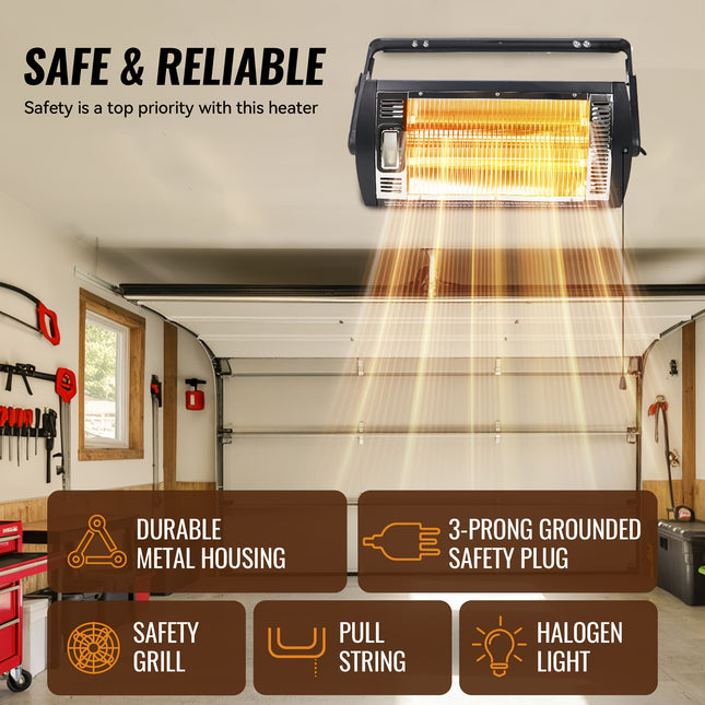 Electric Garage Heaters 1pc1500W/750W Ceiling Mounted Heater