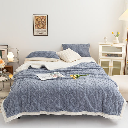 Rabbit Fur Throw Blanket - Plush Soft All-Season Couch & Bedspread, Single/Double Size,