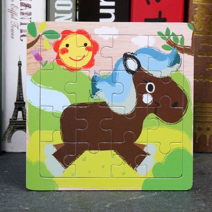 Animal Cartoon 16-piece Wooden Puzzle