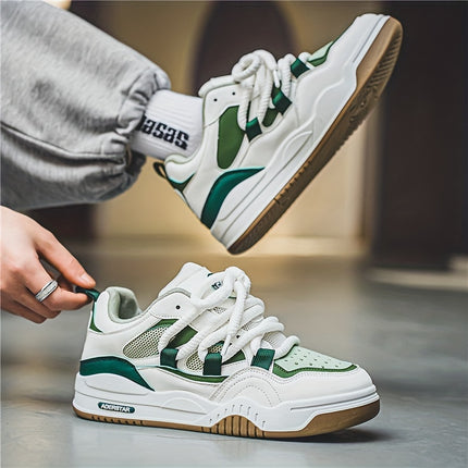 Men's Trendy Chunky Skate Shoes With Good Grip, Breathable Lace-up Sneakers, Men's Footwear