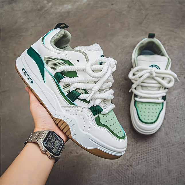 Comfortable Round-Toe Board Shoes with  /Super Fiber Upper & Rubber Sole, Lace-Up Casual Athletic Wear Suitable