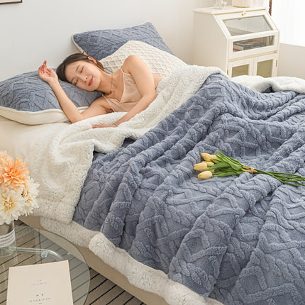 Rabbit Fur Throw Blanket - Plush Soft All-Season Couch & Bedspread, Single/Double Size,